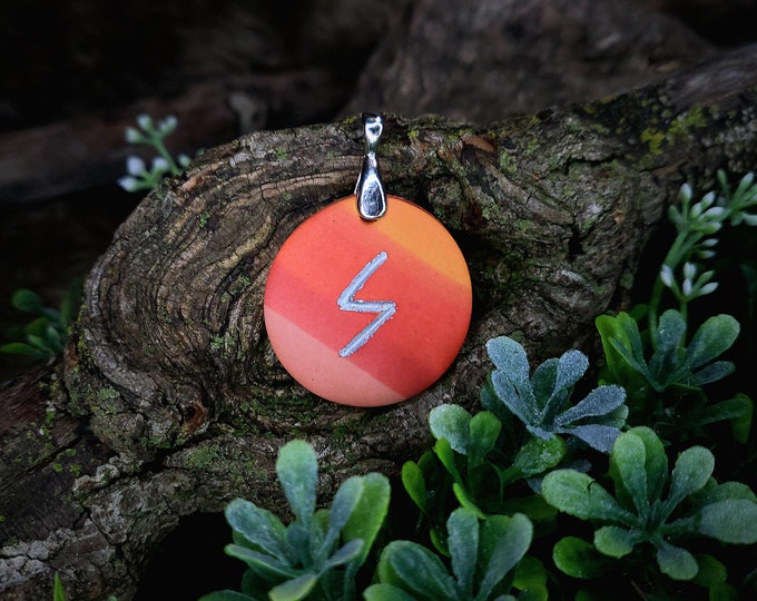 Sowilo Norse Rune Pendant | Color Associations | Sun, Victory, Divine Blessing, Success | Handmade | Necklace, Keychain, or Pet Collar Charm