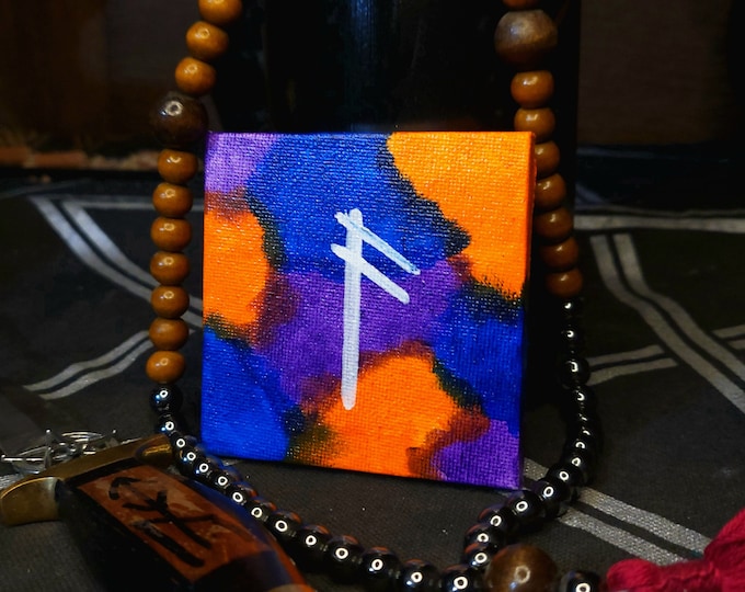Ansuz Norse Rune Painting | Altar Piece | Odin | Wisdom, Communication, Creativity, Divine Inspiration | Color Association | Elder Futhark
