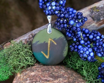 Eihwaz Norse Rune Pendant | Rune Charm | Death Rune | Endings, New Beginnings, Growth | Handmade | Necklace, Keychain, or Pet Collar Charm