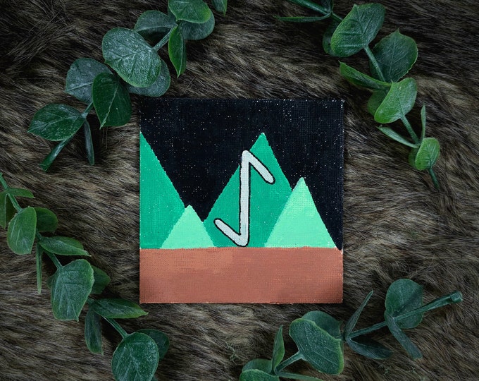 Eihwaz Norse Rune Painted Magnet | Altar Piece | Death Rune | Endings, Regrowth, Endurance, Strength, New Beginnings | Yew Tree | Yggdrasil