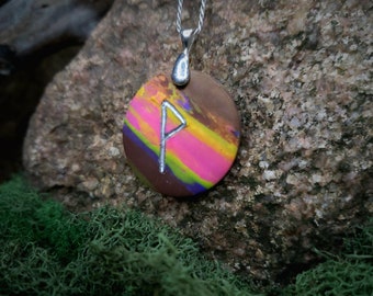 Wunjo Norse Rune Pendant | Color Associations | Charm | Rune of Joy | Success, Community, Family | Handmade | Necklace, Keychain, Pet Collar