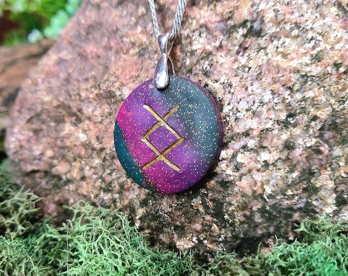 Ingwaz Norse Rune Pendant | Color Associations | Rune Charm | Ing's Rune | Fertility, Hearth | Handmade | Necklace, Keychain, Pet Collar