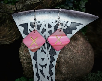 Gebo Norse Rune Earrings | Love, Gift, Union, Balance, Kiss, Partnership, Relationship | Handmade | Elder Futhark | Viking | Norse Paganism