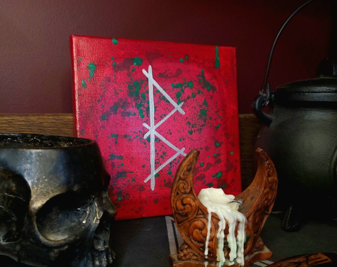 Berkana Norse Rune Painting | Altar Piece | Berkano | Beltane | Fertility, Beauty, New Beginnings | Color Association | Elder Futhark