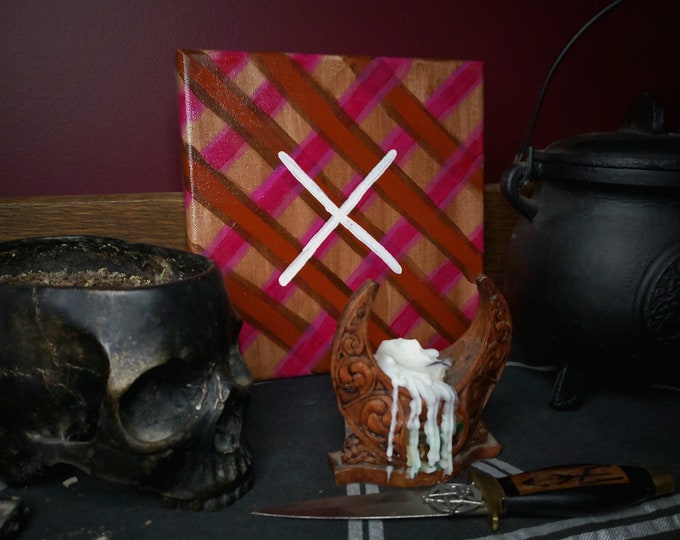 Gebo Norse Rune Painting | Altar Piece | Love Rune | Gift, Balance, Partnership, Union, Kiss | Elder Futhark | Viking | Handmade