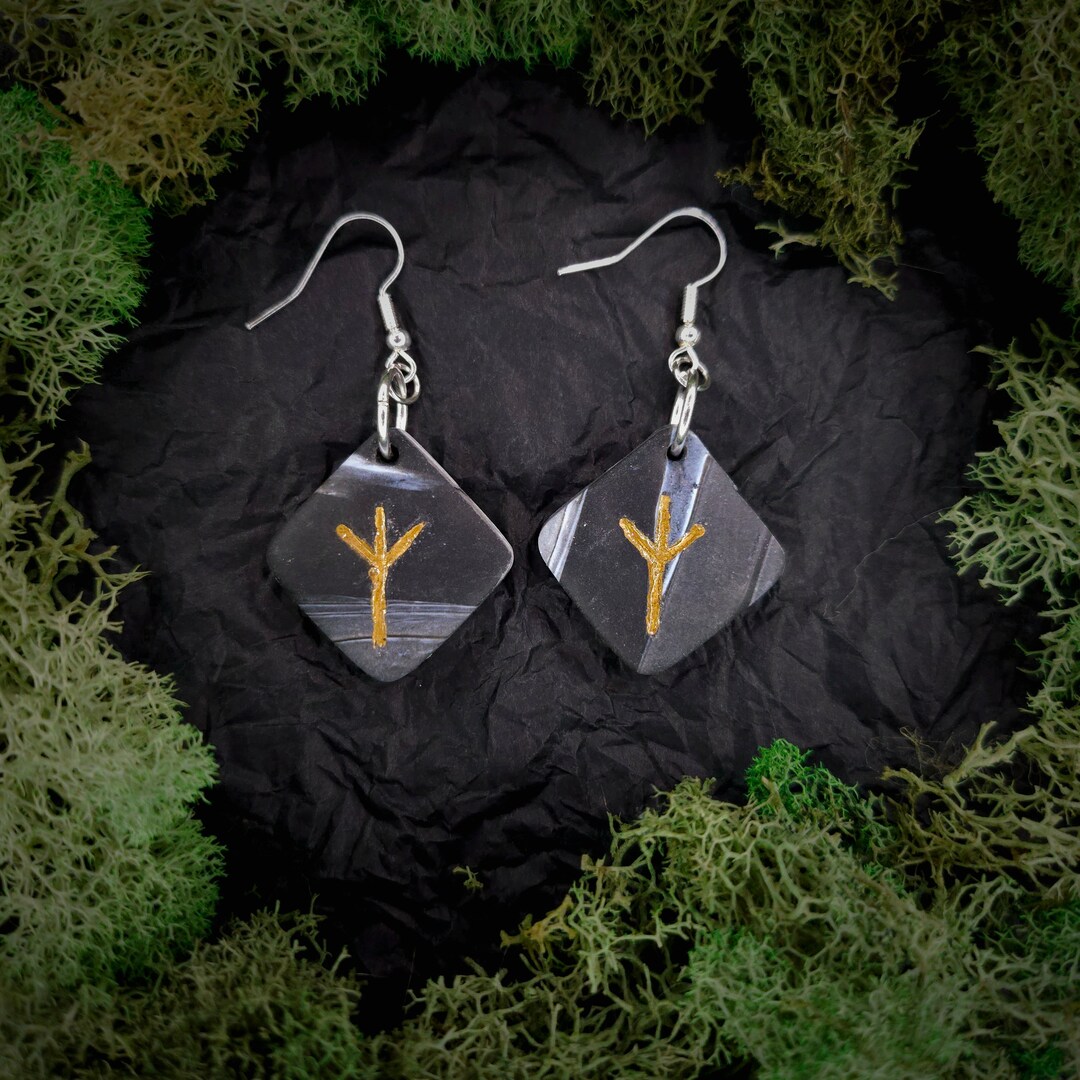 Algiz Norse Rune Earrings | Protection, Defense | Divine Connection ...
