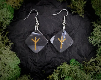 Algiz Norse Rune Earrings | Protection, Defense | Divine Connection | Handmade | Norse Paganism | Elder Futhark | Color Association | Charm