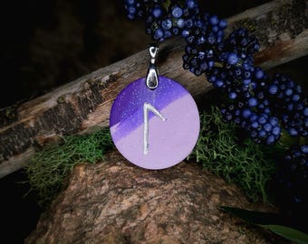 Laguz Norse Rune Pendant | Color Associations | Rune Charm | Intuition, Feminine, Fluidity | Handmade | Necklace, Keychain, Pet Collar
