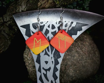 Ehwaz Norse Rune Earrings  | Charm | Confidence, Friendship | Complete Tasks | Handmade | Horse, Sleipnir, Odin | Elder Futhark | Viking