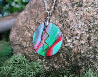 Berkana Norse Rune Pendant | Rune Charm | Fertility | Berkano | Beltane | Beauty | Handmade | Necklace, Keychain or Pet Collar Charm | Frigg