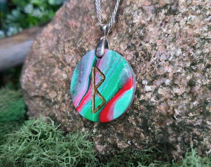 Berkana Norse Rune Pendant | Rune Charm | Fertility | Berkano | Beltane | Beauty | Handmade | Necklace, Keychain or Pet Collar Charm | Frigg
