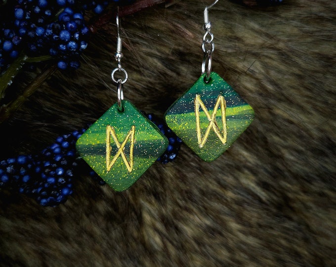 Dagaz Norse Rune Earrings | Ostara | Success, Achievement, Prosperity, Midsummer | Baldr | Handmade | Charm | Elder Futhark | Viking | Altar