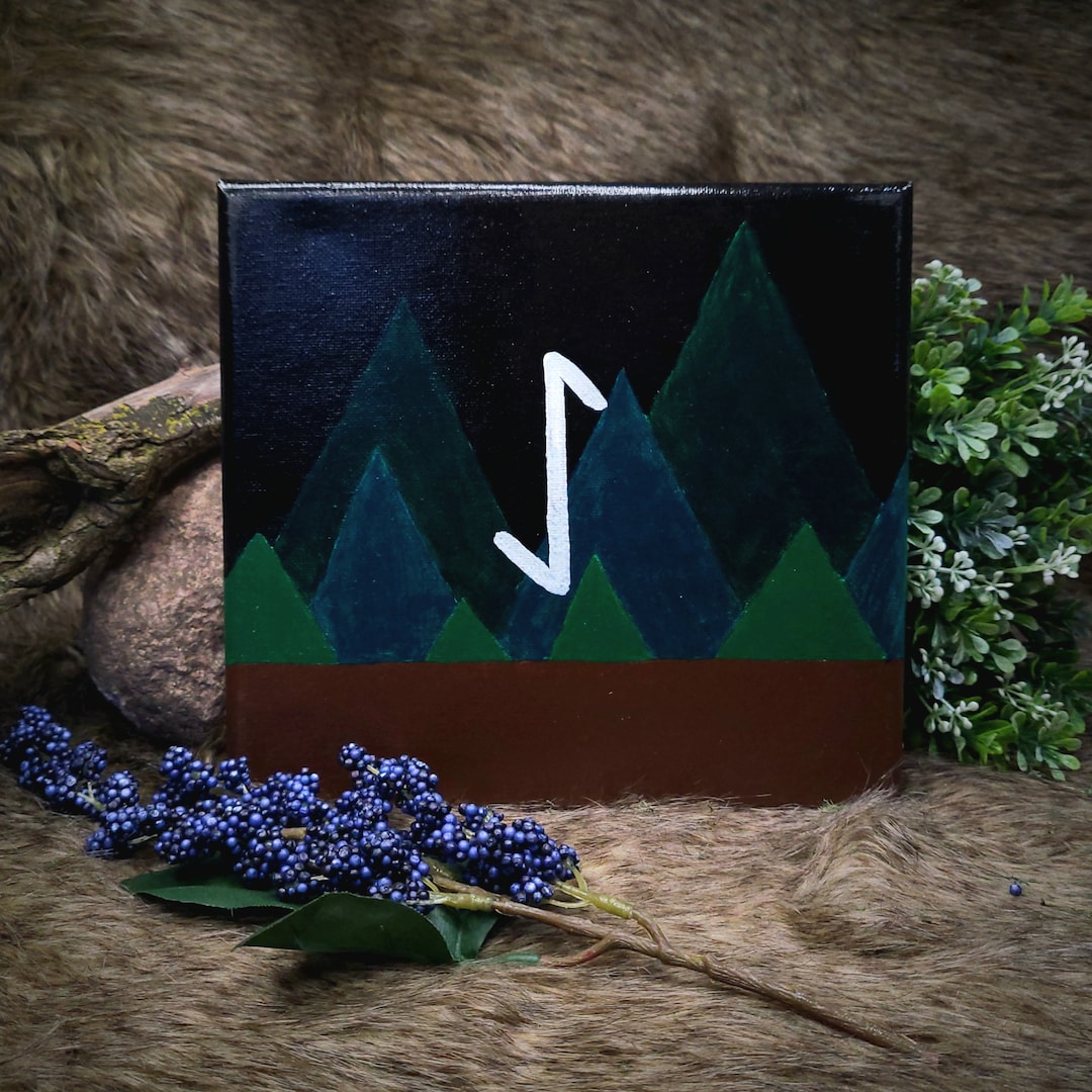 Welsh Death Rune Eihwaz Norse Rune Painting | Altar Piece | Death Rune | Endings ...
