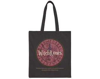 WitchRunes Pink Logo Cotton Canvas Tote Bag | Connection, Divine Power, Growth, Healing, Journey, Self Work, Spiritual Skills & Knowledge