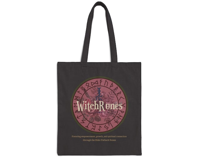 WitchRunes Pink Logo Cotton Canvas Tote Bag | Connection, Divine Power, Growth, Healing, Journey, Self Work, Spiritual Skills & Knowledge