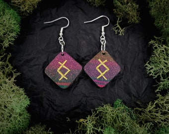 Ingwaz Norse Rune Earrings | Elder Futhark | Unity, Harmony, Energy, Fertility, Hearth, Family, Masculine Energy | Handmade | Viking