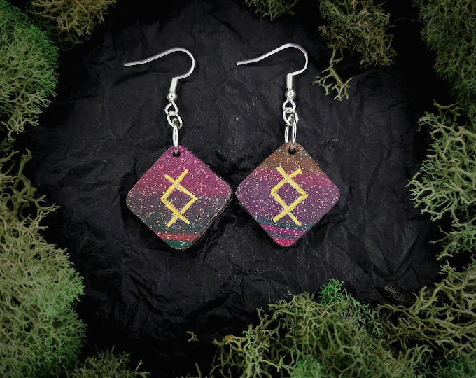 Ingwaz Norse Rune Earrings | Elder Futhark | Unity, Harmony, Energy, Fertility, Hearth, Family, Masculine Energy | Handmade | Viking