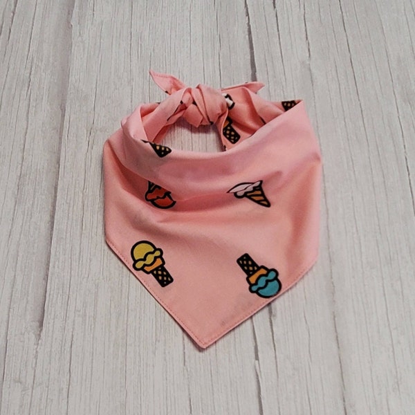 Ice Cream Cone Dog Bandana / Tie On Dog Bandana