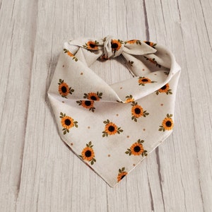 Cream Sunflower Dog Bandana/ Tie On Dog Bandana