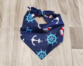 Nautical Dog Bandana: Anchors & Wheels Print