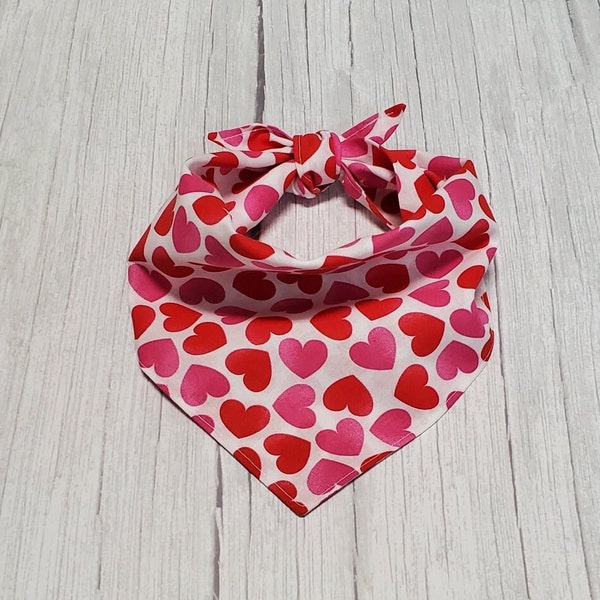 Red and Pink Hearts Dog Bandana