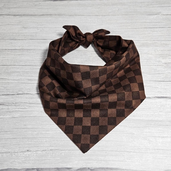 Cocoa Brown Checkers Dog Bandana