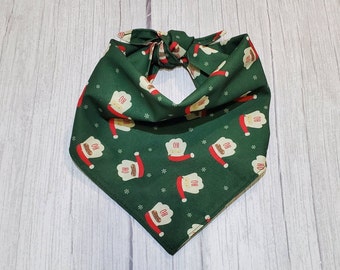 Santa On Green Dog Bandana/ Christmas Dog Bandana