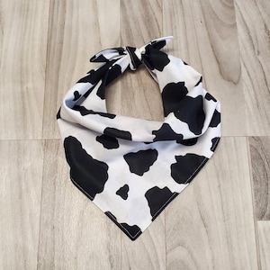 Cow Print Dog Bandana: Black and White Tie On Style