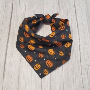Glow In The Dark Halloween Dog Bandana: Pumpkins & Spider Web