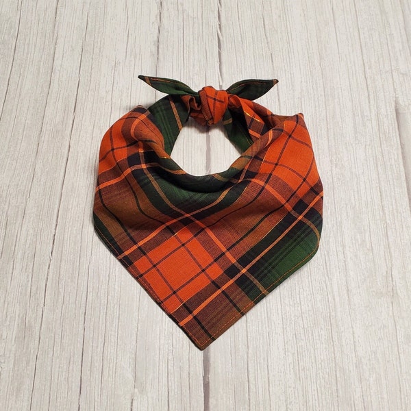 Orange and Green Metallic Plaid Dog Bandana