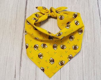 Bees Neon Yellow Dog Bandana