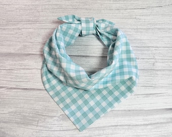 Aqua Gingham Dog Bandana