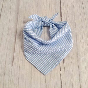 Blue Stripe Seersucker Dog Bandana: Tie On Style