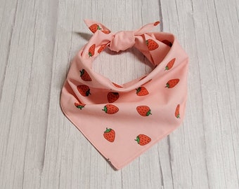 Strawberry Pink Dog Bandana / Tie On Dog Bandana