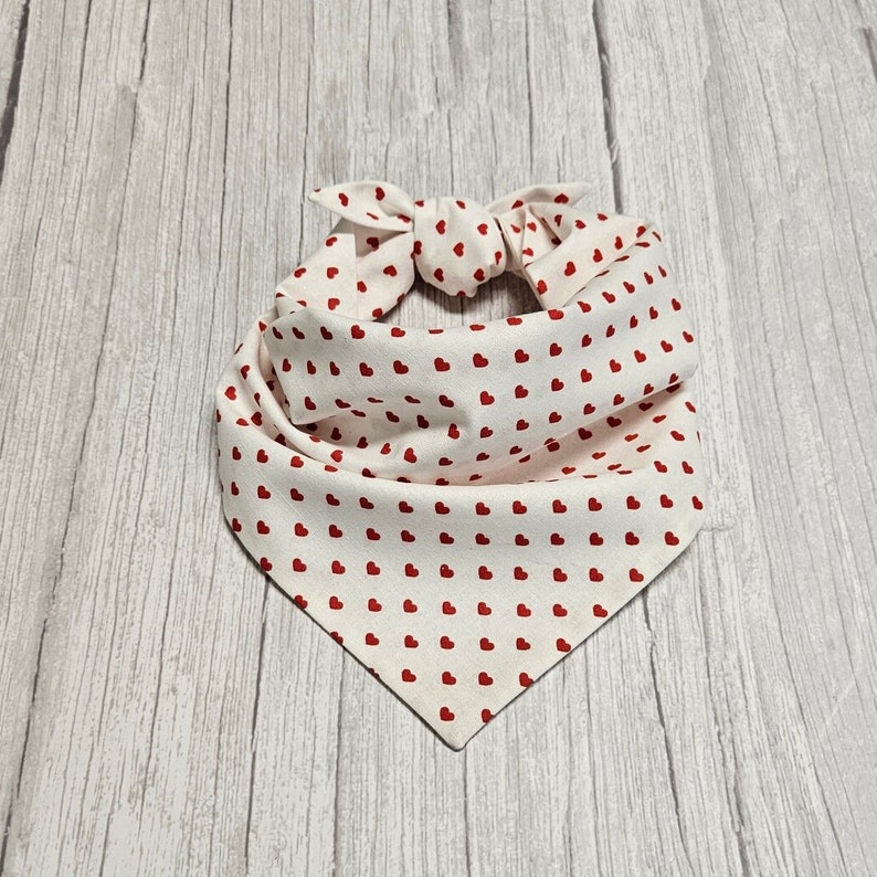 Mini Hearts White Dog Bandana image 1