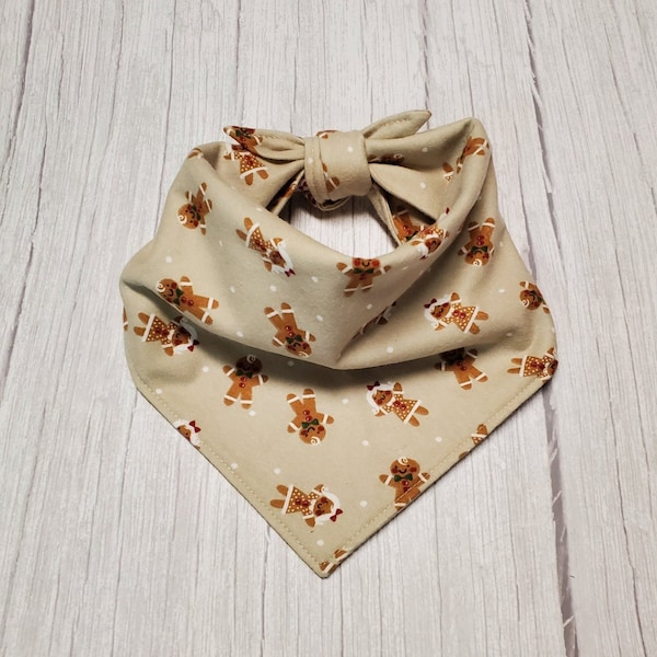 Gingerbread Flannel Dog Bandana: Tie On Style