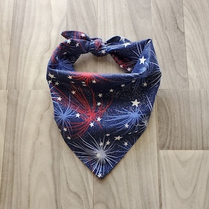 4th of July Dog Bandana/Fireworks with Stars Glitter/Patriotic Dog Bandana