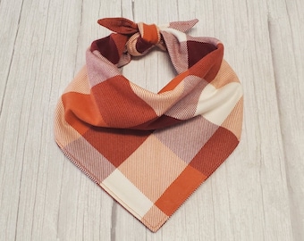 Flannel Rust and Cream Buffalo Check Dog Bandana