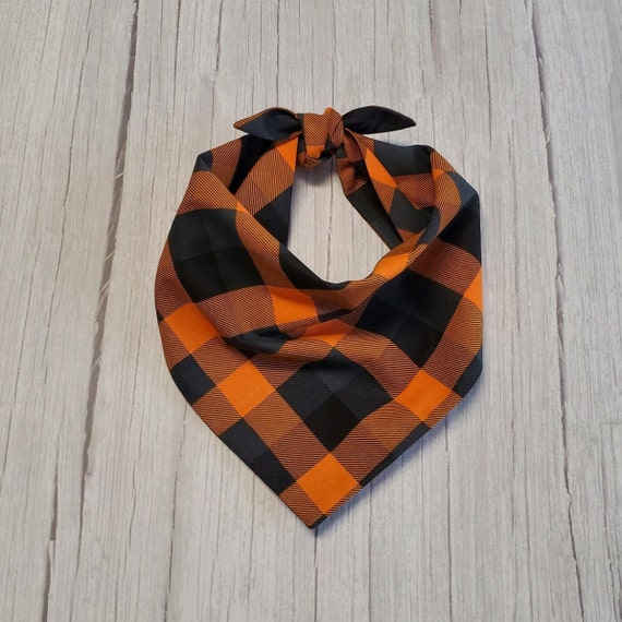 Orange Buffalo Check Dog Bandana - Halloween Pet Scarf