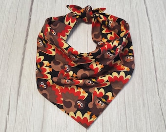 Turkey Print Dog Bandana - Thanksgiving Pet Accessory