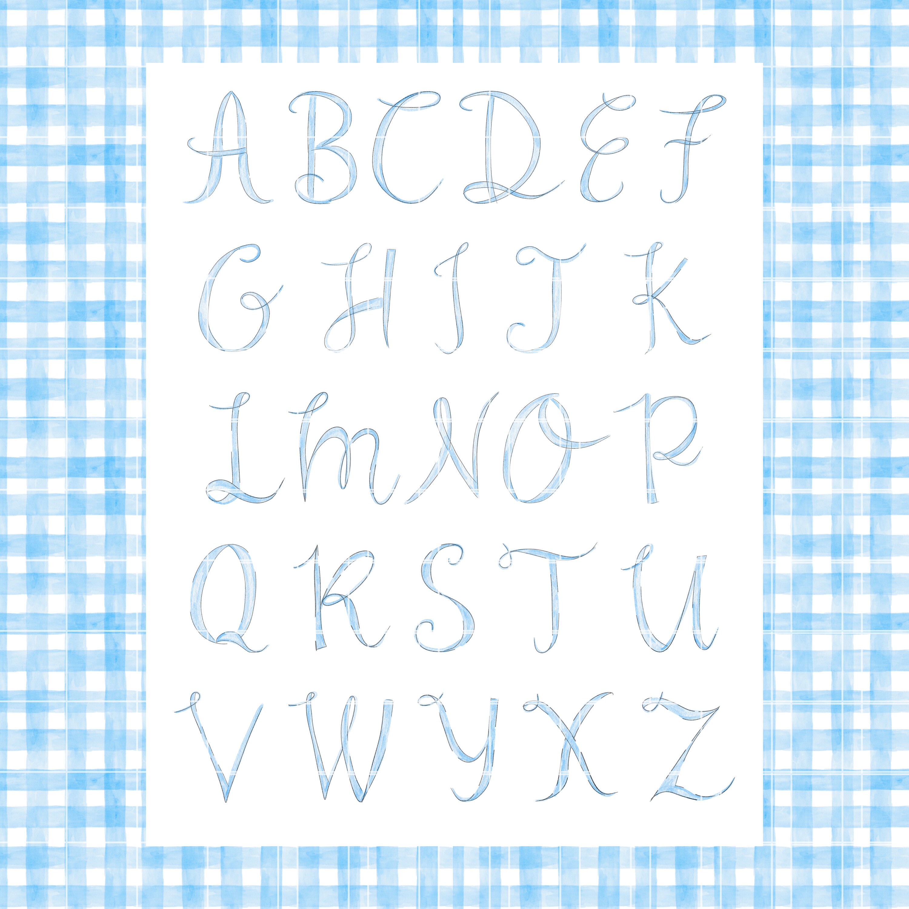 Blue Watercolor Calligraphy Letters, Alphabet PNG Clipart, Blue ...