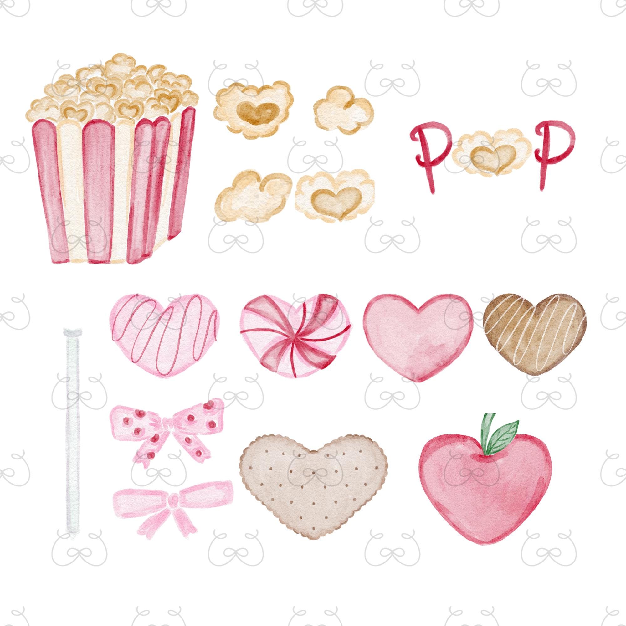 Valentines Day Watercolor Clipart Bundle, Sweet Treat Cliparts, XOXO ...