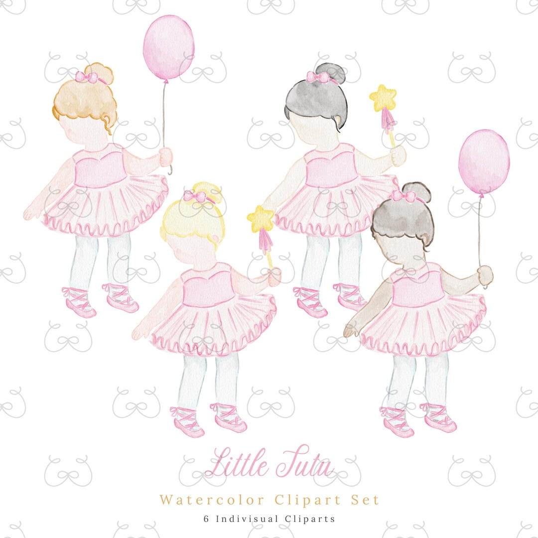 Baby Ballerina Watercolor Clipart, Pink Ballet Dancer Girl Clipart With ...
