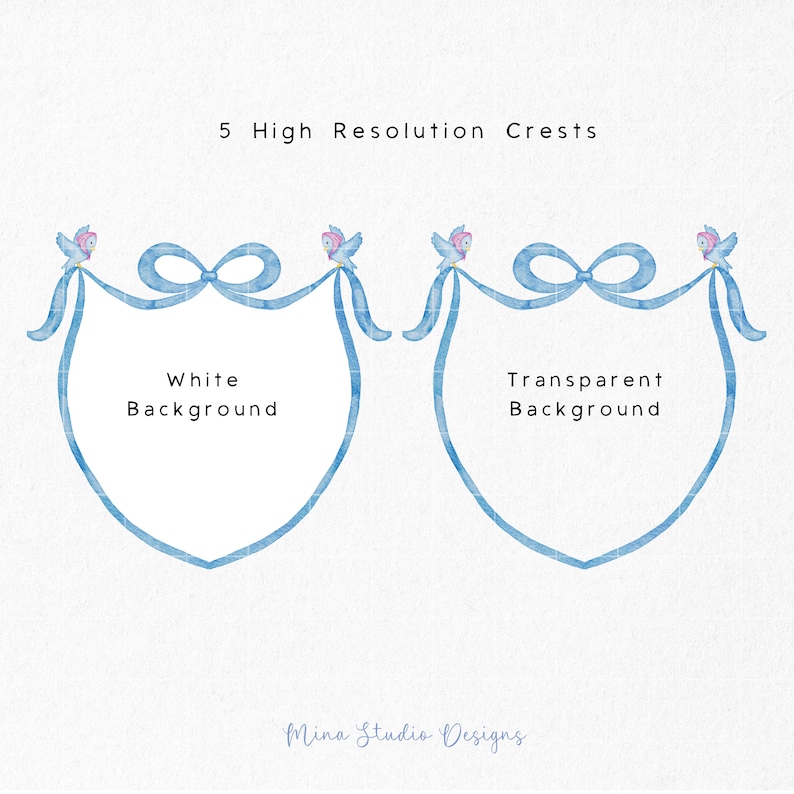 Fairy Tale Watercolor Clipart, Blue Bow Crest, Glass Slippers Clipart ...