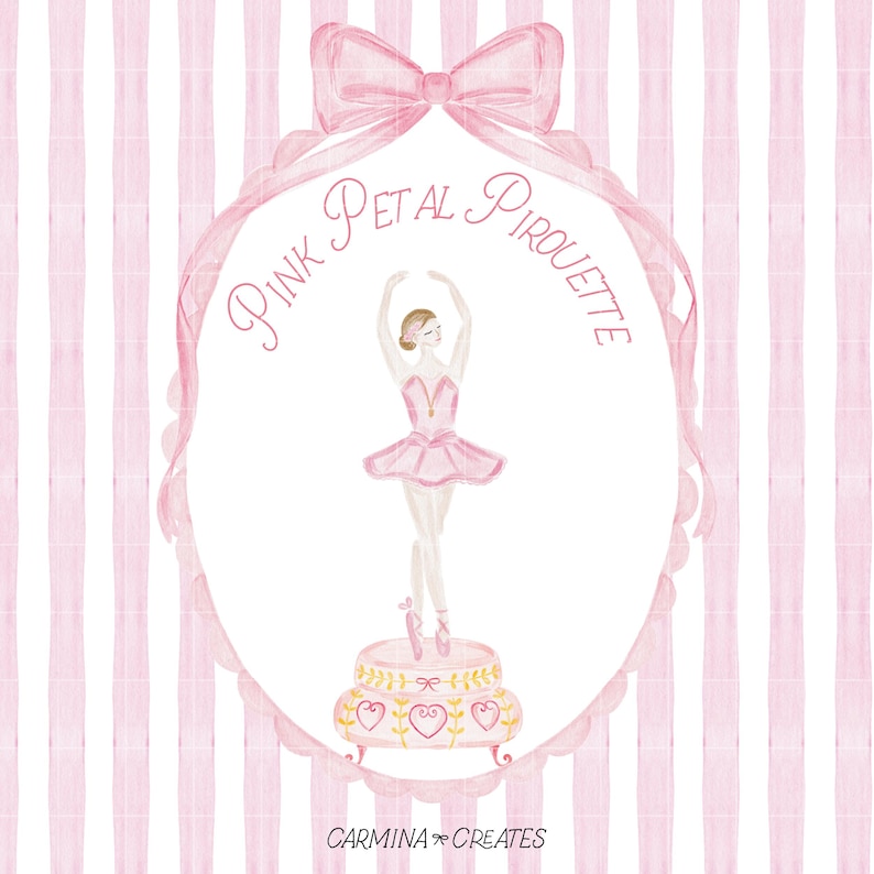 Pink Ballerina Watercolor Clipart, Ballerina Music Box Clip Art Bundle ...