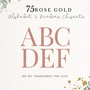 Rosegold Alphabet Clip art, Rosegold ABC Cliparts, Rose Glitzer Buchstaben Cliparts, Rosegold Zahlen Cliparts, Glitzer Hochzeit Clipart