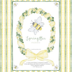Aquarelle abeille écusson printemps, Clipart baby shower printemps, cadre ovale de verdure, écusson abeille baby shower, noeud jaune cadre PNG, cadre aquarelle