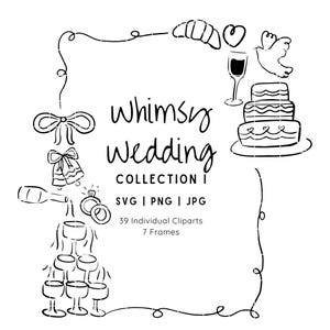 Whimsical Wedding SVG Clipart, Quirky Wedding Illustrations, Squiggle Frames, SVG and PNG Files, Commercial Use, Borders, Doodles Bundle