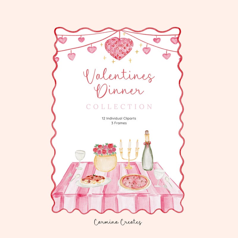 Valentine Dinner Clipart - Etsy