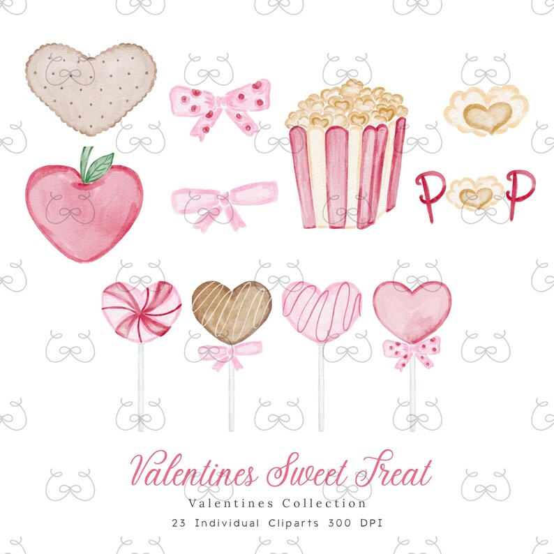 Valentines Day Watercolor Clipart Bundle, Sweet Treat Cliparts, XOXO ...